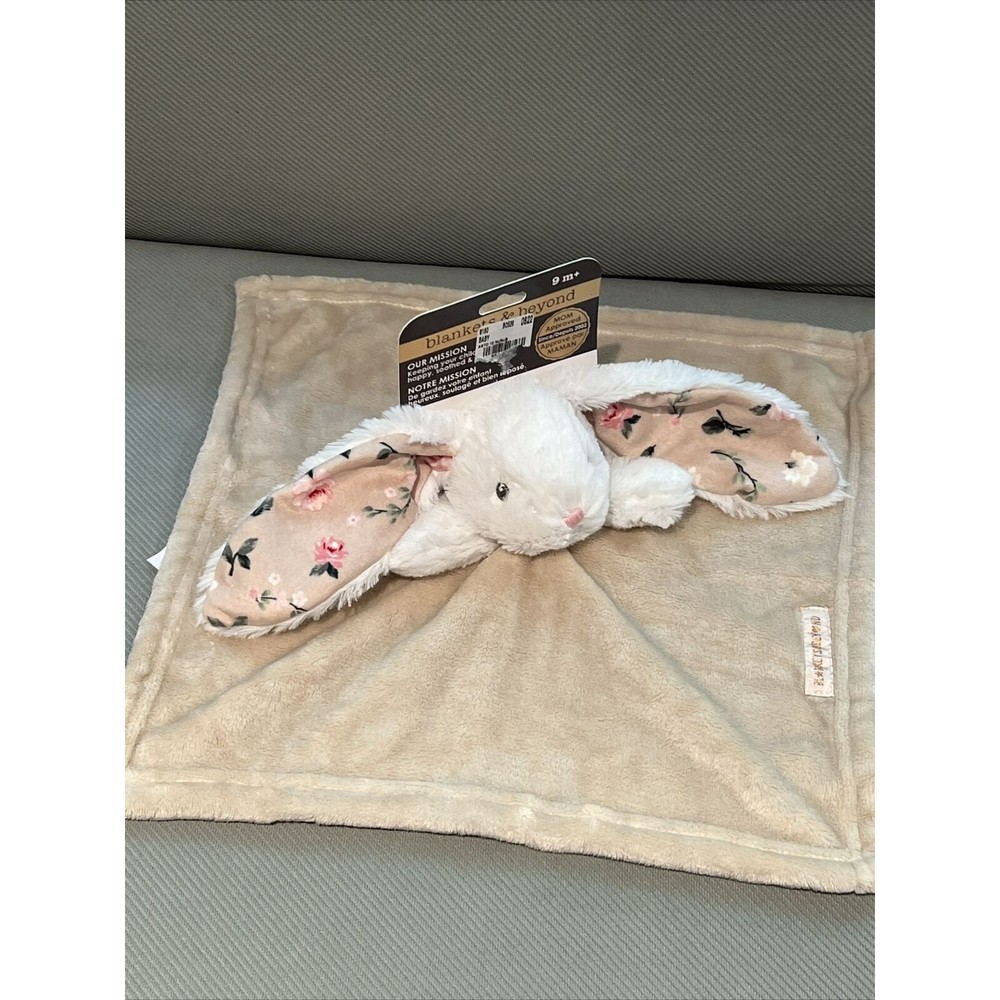 Blankets & Beyond Baby Girl Security Blanket Lovey Bunny Rabbit Beige Fl…